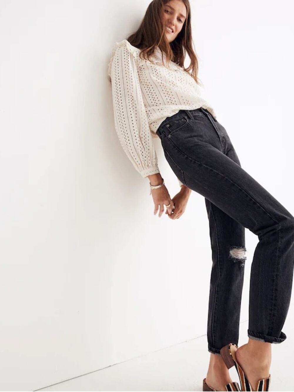 Madewell The Perfect Vintage Jean in Roxstone Wash: Knee-Rip Edition Size 28